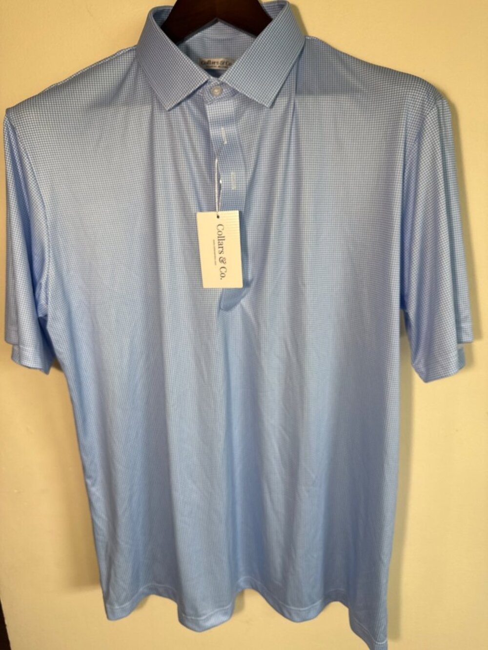 Collars & Co Mens Sky Blue Dress Collar Polo Shirt XL Relaxed Fit
